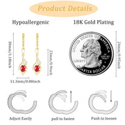 APSVO 18K Gold Plated Drop Earrings with April Birthstone CZ Crystal, Heart Shape, Hypoallergenic