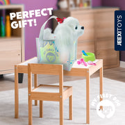 New Age U.S JEEXI Electronic Plush Toy Dog, 10 in Interactive Walking Barking Puppy with Remote Control Leash and Accessories