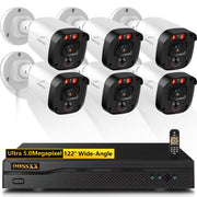 OOSSXX CSOS-01SA5MP02-6ch-BW 6-Camera 5MP Wired Home Security Camera System, HD-Analog DVR, IP67 Weatherproof, 80ft Night Vision