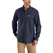 Carhartt Men's Rugged Flex Relaxed Fit Midweight Canvas Long Sleeve Work Utility Button-Down Shirt, Navy, 3X-Large Tall, 103554-412