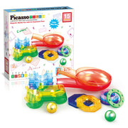 PicassoTiles Magnetic Marble Run Add-On Expansion Pack, 15 Pieces, Translucent Colors, STEM Educational Building Blocks for Kids 3+