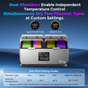 Comgrow Creality Space Pi X4 Filament Dryer Box, Dual Independent Heating Chambers, 200W Fast Heating Up to 85C, 4 Spools Capacity, Compatible with PLA PETG ABS TPU