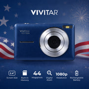 Vivitar PopCam America 250 Digital Camera - USA Celebration Edition, Old Glory Blue, 48MP Camera with Full HD 1080P Video