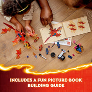 LEGO NINJAGO Kais Source Dragon Battle Adventure Playset, Posable Red Dragon, 4 Ninja Action Figures, Forest Trap, Shooter Vehicle, 120 Pieces, Ages 4+