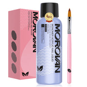 Morovan Acrylic Liquid Monomer for Acrylic Powder, Non-Yellowing Formula, 4 oz, Includes Professional Nail Brush