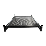 StarTech.com Server Rack Shelf, 19in Adjustable Depth, Vented Sliding, 2U, Black Cold-Rolled Steel, UNISLDSHF19