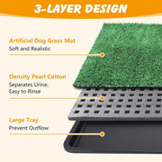 Unbranded Dog Grass Pad with Tray, 3-Layer Absorbent Artificial Grass Mat, 35 x 23 in, Includes 2 Replacement Turf Pads