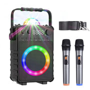 Bonaok T03-BK-MI053AB Karaoke Machine with 2 Wireless Microphones, Black