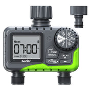 RainPoint Programmable Sprinkler Timer, 2-Zone Automatic Irrigation Controller, Waterproof ABS, Large LCD Display, Green, ITV205