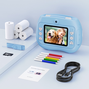 Topvision Kids Print Camera Instant Digital Camera with Built-In Printer, 1080P Video, 12MP Photos, 32GB Storage, Blue