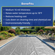 In The Swim 15 x 30 Ultra Silver Oval Solar Pool Cover, 16 Mil Polyethylene, UV Resistant, Heat Retention, Reduces Evaporation