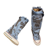 ScarletteEmmy Women's Graffiti Print Canvas Jumper Boots, Stacked Ankle Booties with Folded Cuff, Slip-Resistant Rubber Sole, Lace-Up Closure