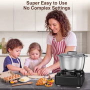 SAMSAIMO 6.5QT Electric Dough Mixer with Ferment Function Dough Kneading Machine with 304 Stainless Steel Bowl Dough Maker Dishwasher-Safe Accessories Removable Lid & Knob Control Onyx Black