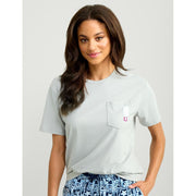 Huk Block Beach Short-Sleeve Pocket T-Shirt for Ladies - Harbor Mist - L