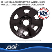Coast To Coast International Impostor Wheel Skins, 17 Inch, 6 Spoke, Gloss Black, ABS Plastic, Snap-On, Set of 4, Fits 2021-2022 Chevrolet Colorado