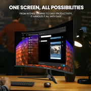 CRUA 32-Inch Curved UHD 4K Monitor, 160Hz Refresh Rate, 1500R Curvature, Black with RGB Lighting and Built-In Speakers, CRUA32UHD160R
