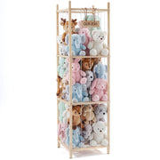 CONCETTA Toy Storage Organizer Wooden Toy Holder Cage, Holds 40+ Plush Toys, Sturdy Solid Wood and Steel Construction, Off-White, Rectangular
