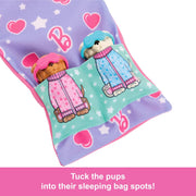 Barbie Doll & Playset with 2 Toy Dog Figures & 10+ Accessories, Puppy Slumber Party with Color-Change Feature, Sleeping Bag, Eye Masks & More