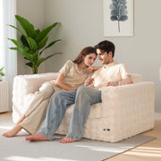 GOODONE Bean Bag Chair Sofa, Giant Loveseat, Luxurious Bubble Fabric, Soft Plush, Beige, 2-Seater