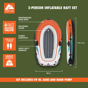 Ozark Trail 61156E 2-Person Inflatable Recreational Raft Set 6'5