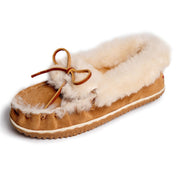 Minnetonka Moccassin Ultimate Sheepskin Slipper for Women, Tan, Indoor Outdoor Durable Sole, Size 8, 1374122