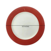 SD Red & Cream Color Porcelian Plate, Pack of 6 - Dishwasher Safe