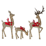 Holiday Time Indoor/Outdoor Light-Up Glitter Deer Family Christmas Decoration with 210 LED Lights, Warm White, Set of 3