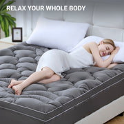 BDEUS Extra Thick Mattress Topper, Cooling Down Alternative Fiber Fill, Gray or White, Fits 8-21 Inch Mattresses