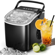 Auseo HZB-12B Countertop Ice Maker, Portable, 26 lbs/24H, 9 Bullet-Shaped Ice Cubes in 6 Minutes, Self-Cleaning, Black