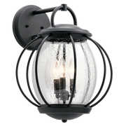 Kichler Vandalia Collection 3-Light Outdoor Wall Lantern, Textured Black, Aluminum Frame, Clear Seeded Glass, 18 in H, 14 in W, 49729BKT