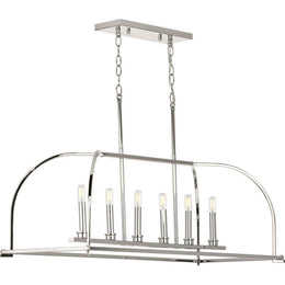Progress Lighting P400175-104 Seneca 6-Light Polished Nickel Linear Chandelier