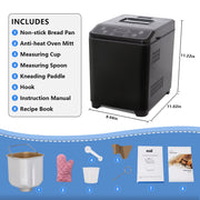 KBS MBF-070 2LB 20-in-1 Bread Maker Machine w/Automatic LCD Display, 15-Hour Delay Timer, Black