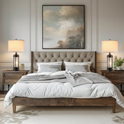 JUJUYUYOP Rustic Farmhouse Table Lamp Set of 2, 25 Inch Black Metal Base, Linen Shade, Dual USB Charging Ports, Night Light Function, LED Bulbs Included, JU-8986