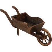 Sunnydaze Decor Wooden Wheelbarrow Outdoor Garden Planter, Medium Brown, 35 in x 10.25 in x 12 in, DSL-674