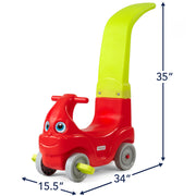 Simplay3 Convert-a-Coupe Toddler Ride-On Car, Red, Parent Push Handle Converts to Foot-Powered Ride-On, Ages 2-5, 223030-01-CA