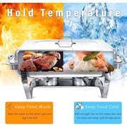 Jacgood Chafing Dish Buffet Set, 4 Pack, 8 Quart Half Pan, Stainless Steel Food Warmer with Water Pans and Fuel Holders