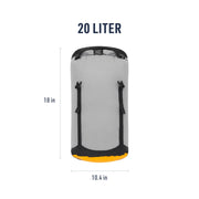 Sea To Summit Evac Lightweight Compression Dry Bag, 20 Liter, High Rise Gray, Waterproof with Air-Permeable Base, Hypalon Roll-Top Closure, Oval Base A4229-11