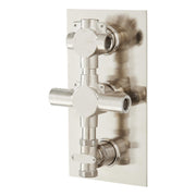 Signature Hardware KJ8214107-BN-U Modern Rectangular 3-Way Thermostatic Valve With Cross Handles - Brushed Nickel