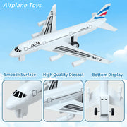 Ludolm Die Cast Metal Airplane Toys 4 Pack, Pull Back Play Vehicles in Blue White Yellow for Kids Ages 3 to 8