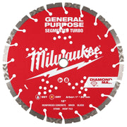 Milwaukee 12 in. Diamond Max Segmented Turbo General Purpose Diamond Blade, Red, 49-93-9012
