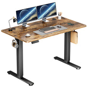 edx Electric Standing Desk, Height Adjustable 28.35-46.46 in, Rustic Brown 48 x 24 in, T-Shaped Metal Base, Memory Preset Buttons