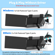 SZORZY Dual Laptop Screen Extender, 14in 1080P IPS Portable Triple Monitor, USB-C Port, Plug and Play Attachment for 14-16.5in Laptops WMTUSSRZP140-10K9-060