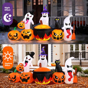 Ayieyill 8.5FT Halloween Inflatable Pumpkin Ghost Family with Built-in LED Lights, Outdoor Yard Decoration, Polyester