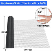 Land Guard Hardware Cloth Welded Wire Mesh Roll, 1/2 Inch Mesh, 19 Gauge, Black Vinyl Coated, 48 Inch x 200 Ft