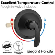 ROSYNEY Shower and Tub Faucet Set - with Tub Spout (Valve Included), Black Shower Head and Handle Set with Handheld,Matte Black