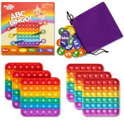 The Fidget Game ABC Bingo Educational Game with Multicolor Silicone Fidget Mats for 2-6 Players Ages 3+