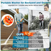 Lemolifys Cordless Pressure Washer, 652 PSI, 1.3 GPM, Dual 21V 3000mAh Batteries, 6-in-1 Nozzle, Lightweight Portable RB-005