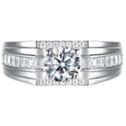 Newshe Jewellery 2 Ct Men Moissanite Wedding Bands 925 Sterling Silver Rings, Size 8 - Lightweight