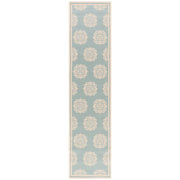 Safavieh Beach House Callahan Geometric Indoor/Outdoor Runner Rug, Cream/Aqua, 2 ft x 8 ft, Weather Resistant, Non-Shedding, Easy to Clean, BHS181L-5