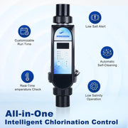 Rinoson Smart Saltwater Pool Chlorinator System, WiFi App Control, Self-Cleaning Titanium Plate, 13,250 Gallons
